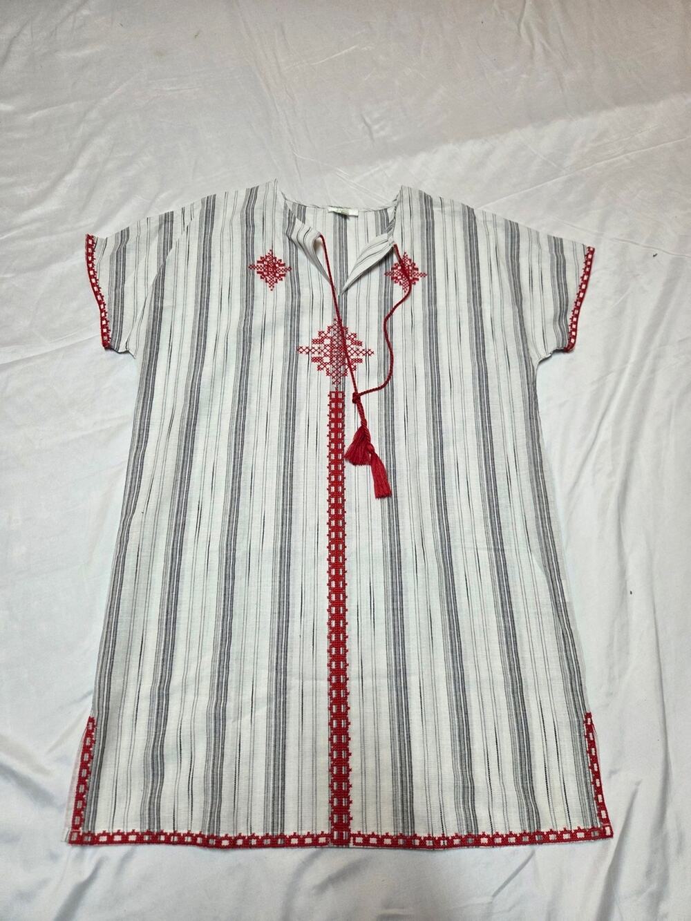 Jade Black and White Striped Cotton Tunic